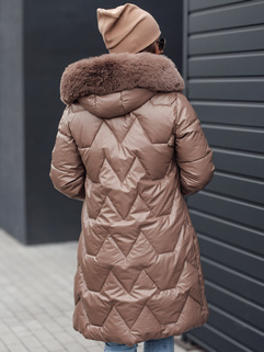 Damen Winterjacke ELECIO lang gesteppt mit Kapuze dunkelbeige Dstreet TY4680_4