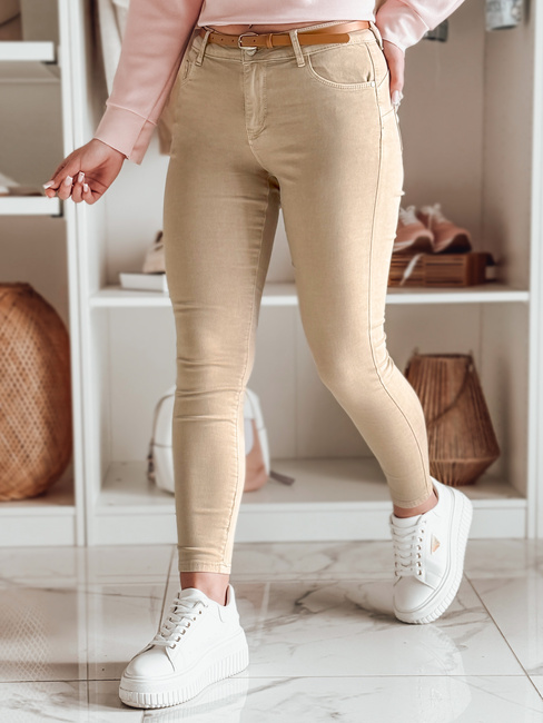 CLARET Damen Denim-Hose mit Gürtel Set in hellbraun Dstreet UY2455