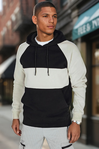 Herren-Kapuzenpulli mit Asche und schwarzen Streifen Dstreet BX5898