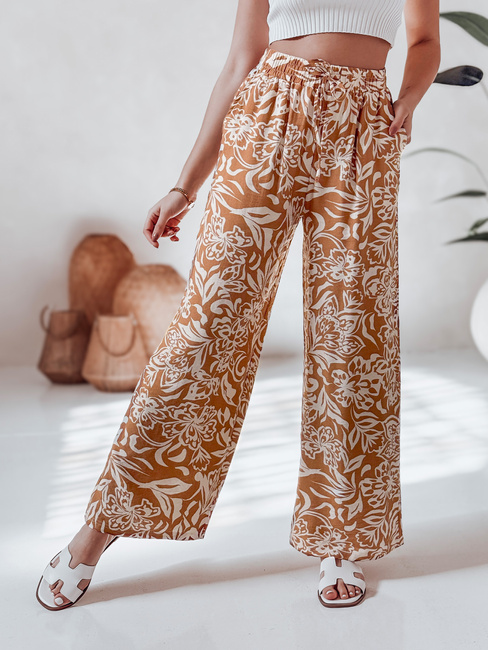 Damen Stoffhose mit weitem Bein TROPICAL SUN camel Dstreet UY2633