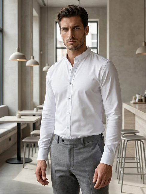 Herren Freizeithemd mit Stehkragen weiß Dstreet DX2608