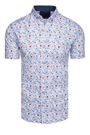 Gemustertes Herrenhemd mit kurzen Ärmeln weiß Dstreet KX1069