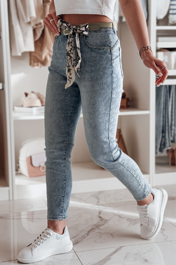 Damen Skinny Jeans Hose mit Gürtel FLORENCIO blau Dstreet UY2457