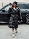 Damen VELVETTI lange Steppjacke mit Kapuze wendbar schwarz Dstreet TY4654