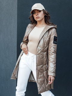 Lange Damen Steppjacke mit Kapuze PAUL beige Dstreet TY4411_1