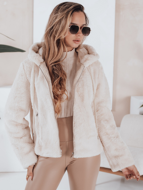 Damen Kurzmantel ELMIRIS beige Pelzmantel Dstreet TY4994