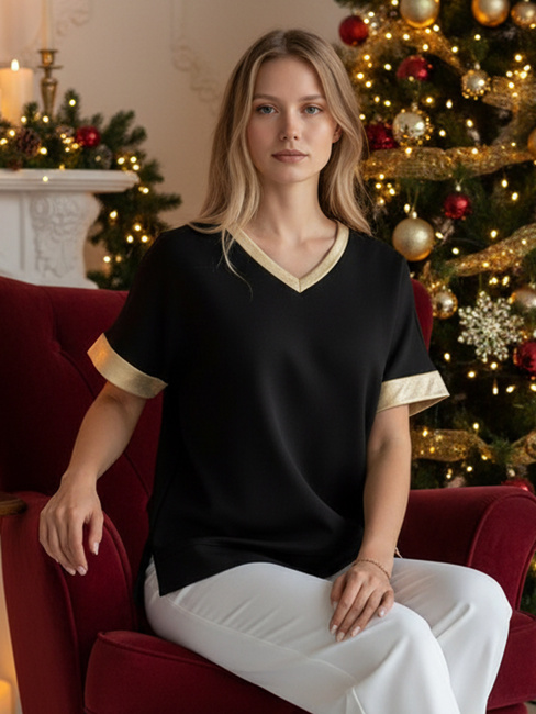 Damenbluse in Übergröße SHINE LOVE schwarz Dstreet RY2912z