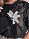 Damen-T-Shirt in Übergröße mit 3D PETALOVE-Effekt schwarz Dstreet RY2717