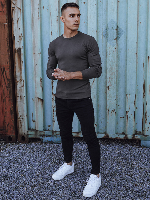 Klassischer Herren-Pullover dunkelgrau Dstreet WX2225