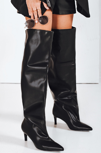 Damenstiefel mit breitem Schaft schwarz Dstreet ZY1189