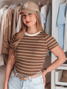 Damen Basic gestreiftes T-Shirt LINESS braun Dstreet RY2810