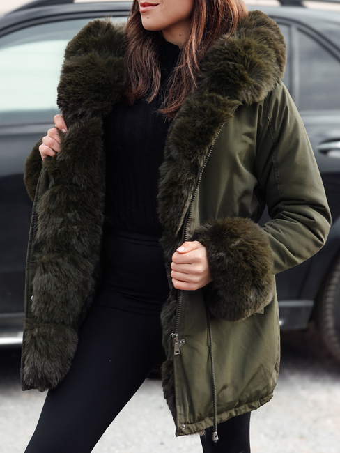 Damen Parka Jacke mit Fell CHARMFUR grün Dstreet TY4768