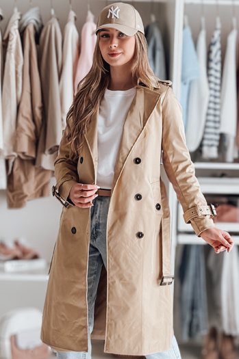 Langer Damenmantel mit Gürtel SLIMFOTA camel Dstreet NY0746