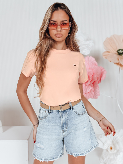 Geripptes Damen-T-Shirt SMILE FOR YOU rosa Dstreet RY2907
