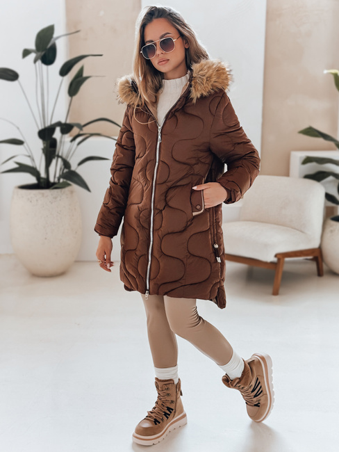 Damen Winterjacke VIRELIA gesteppt mit Kapuze braun Dstreet TY4936