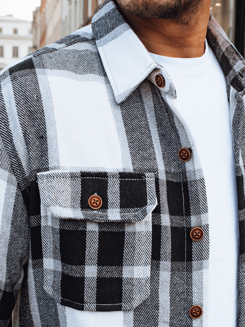 Schwarz-weiß kariertes Flanellhemd für Männer Dstreet DX2673