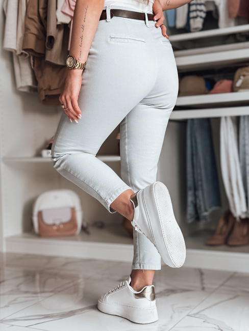 Damen Slim Fit Hose mit Gürtel TAIRONIK hellgrau Dstreet UY2538