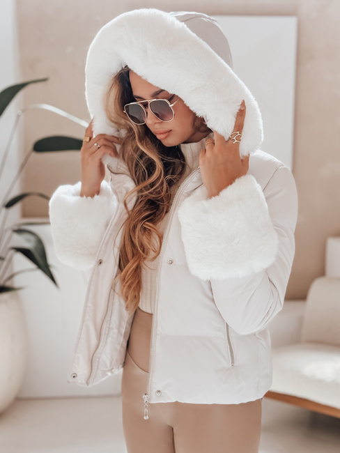 Damen Winterjacke YOUWARM kurz gesteppt mit Fell weiß Dstreet TY5007