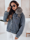 Damen FURDENIM Jeansjacke mit Fell hellblau Dstreet TY4755