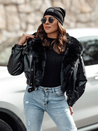 Damen Übergangsjacke MARLEN Leder mit Fell schwarz Dstreet TY4695