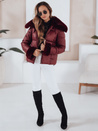 Kurze Damen-Steppjacke mit Pelz in Burgunderrot Dstreet TY5071