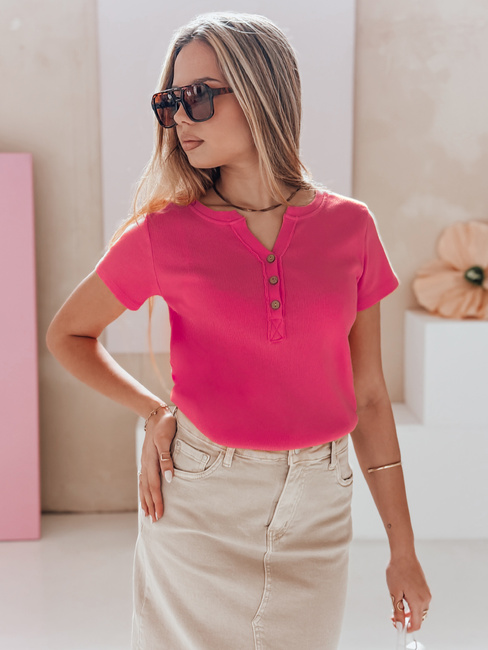 Damen Einheitsgröße gerippte Bluse KISS LOOK rosa Dstreet RY2832