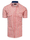 Weiß-rotes Herrenhemd  kariert mit Kurzarm Dstreet KX0954