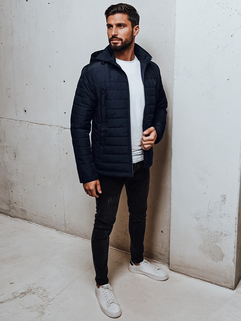 Herren Übergangsjacke mit Steppkapuze navy blau Dstreet TX5008