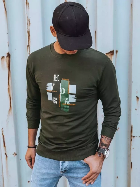Herren Sweatshirt mit Aufdruck Khaki Dstreet BX5351