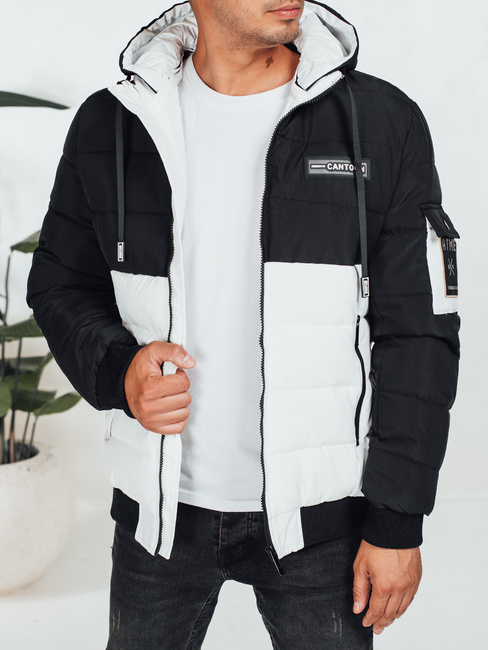 Herren Winterjacke mit Kapuze schwarz und weiß Dstreet TX5050