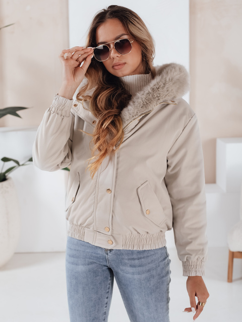 Damen Winterjacke VESSADA kurz mit Fell hellbeige Dstreet TY5062