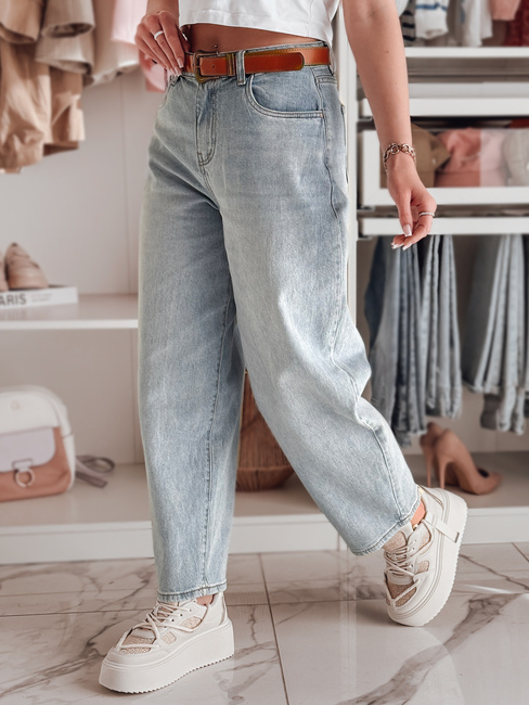 Damen Denim Baggy Hose mit Gürtel NEWFLOVER blau Dstreet UY2435