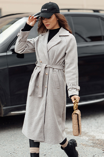 Damenmantel in Übergröße CAMELLYN lang hellbraun Dstreet NY0744