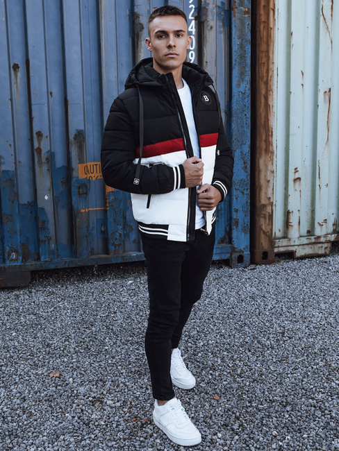 Herren Steppwinterjacke mit Kapuze schwarz Dstreet TX4869