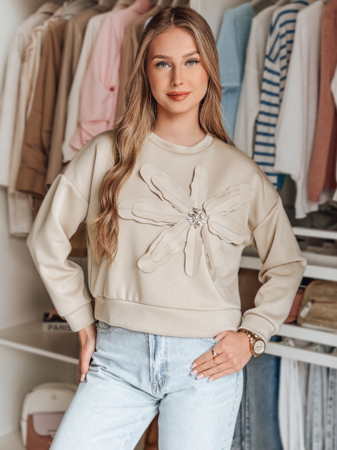 Damen Bluse in Übergröße mit PETITKA Blume hellbeige Dstreet BY1388