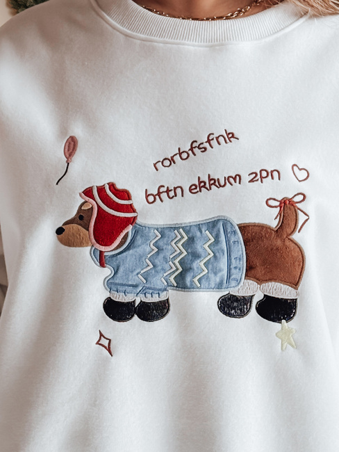 Damen Sweatshirt in Übergröße mit Stickerei DOGSWEETY weiß Dstreet BY1478z