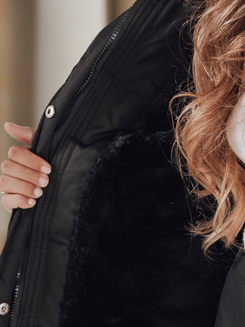 Damen Winter Parka Jacke mit Pelz schwarz Dstreet TY5111