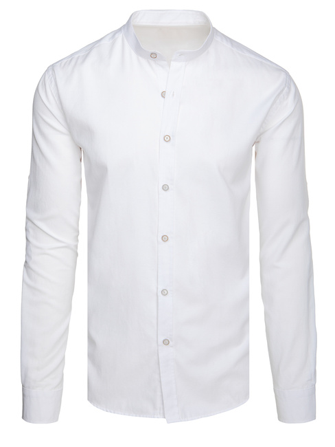 Herren Langarmhemd mit schmalem Kragen weiß Dstreet DX2663