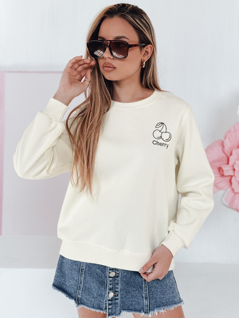 Damen Sweatshirt in Übergröße mit Stickerei CHERSOFT ecru Dstreet BY1400