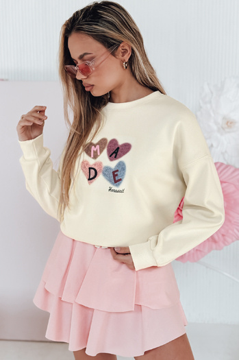 Damen Sweatshirt in Übergröße mit Herzen MADELIN beige Dstreet BY1461