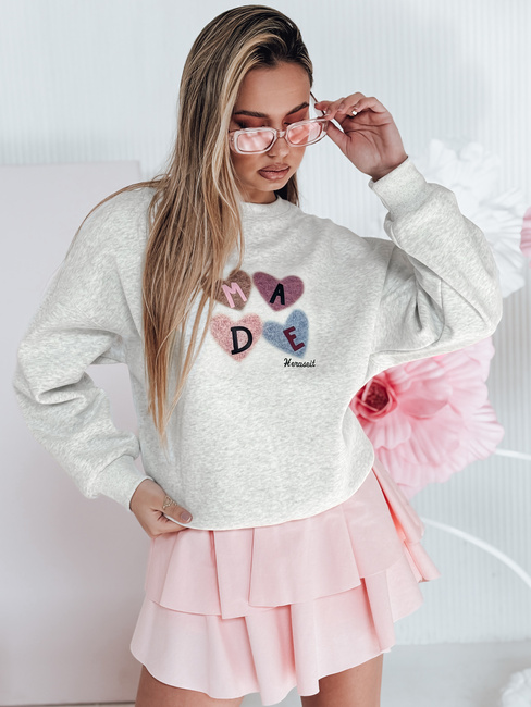 Damen Sweatshirt in Übergröße mit Herzen MADELIN grau Dstreet BY1459
