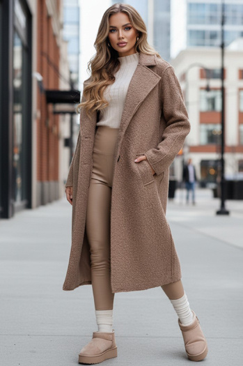 Langer Schafsfellmantel für Damen beige Dstreet NY0753z