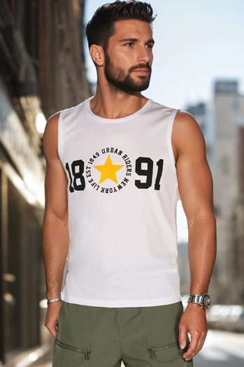 Ärmelloses Herrenhemd weiß Dstreet RX5651