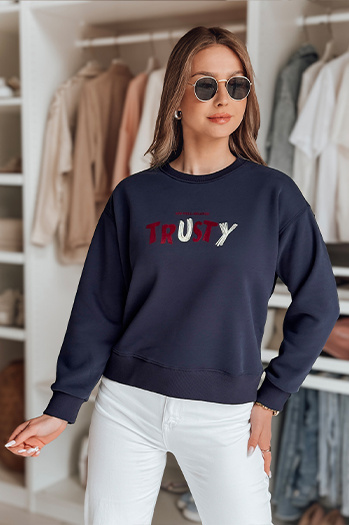 Damen Sweatshirt in Übergröße mit Stickerei SOFTRUS navy blau Dstreet BY1410