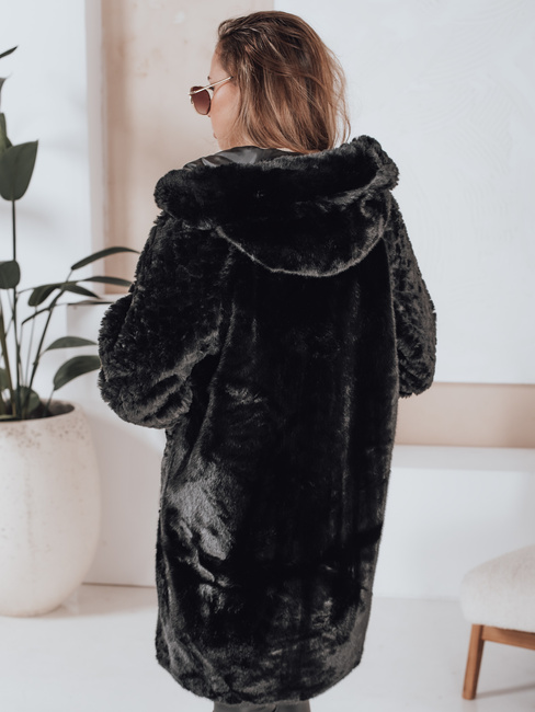 MISSFLUFF Damen Pelzmantel schwarz Dstreet TY4982