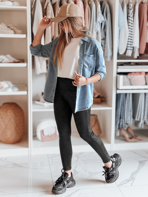 Gewachste Damen Leggings mit hoher Taille NIVANA schwarz Dstreet UY2295