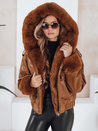 Damen Lederjacke mit Fell braun Dstreet TY5129