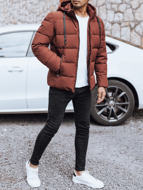 Herren Steppwinterjacke mit Kapuze ziegelgrau Dstreet TX5062