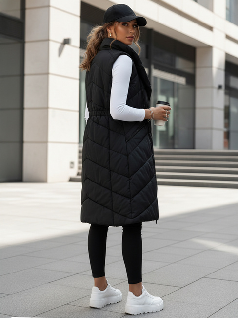 Damen Steppweste lang ohne Kapuze SERKIS schwarz Dstreet TY4524