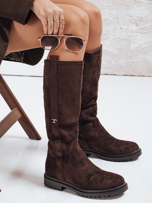Braune Damenstiefel aus Wildleder Dstreet ZY1142